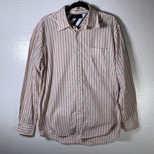 Tommy Hilfiger Sz L Striped Button Up Dress Shirt
